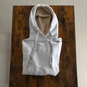 Aerie Light Gray Hoodie with Cream Lining